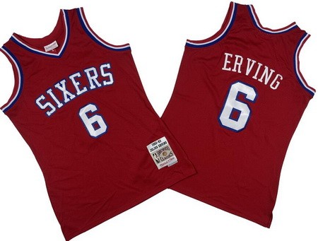 Men's Philadelphia 76ers #6 Julius Erving Red 1982 Throwback Swingman Jersey