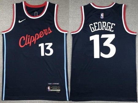 Men's Los Angeles Clippers #13 Paul George Navy 2023 Icon Swingman Jersey