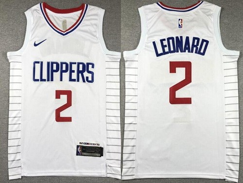 Men's Los Angeles Clippers #2 Kawhi Leonard White Icon Swingman Jersey