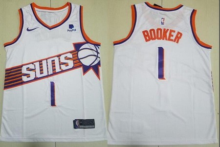 Men's Phoenix Suns #1 Devin Booker White Icon Sponsor Swingman Jersey