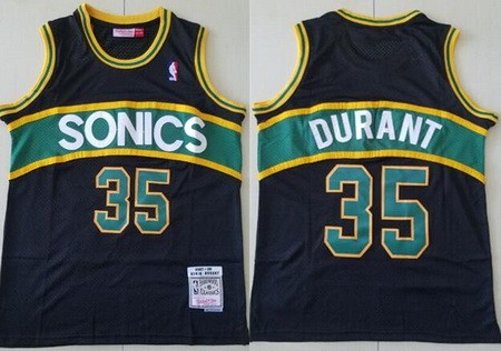 Men's Seattle Sonics #35 Kevin Durant Black 2007 Throwback Swingman Jersey