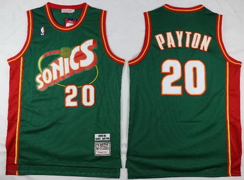 Men's Seattle Sonics #20 Gary Payton Green 1995 Throwback Swingman Jersey