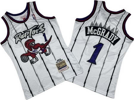 Men's Toronto Raptors #1 Tracy McGrady White 1998 Throwback Swingman Jersey