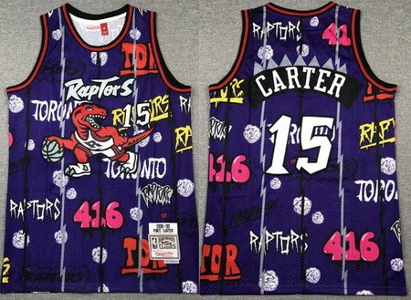 Men's Toronto Raptors #15 Vince Carter Purple Doodle Swingman Jersey