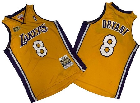 Men's Los Angeles Lakers #8 Kobe Bryant Yellow 2000 Finals Swingman Jersey