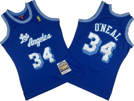 Men's Los Angeles Lakers #34 Shaquille O'Neal Blue 1996 Swingman Jersey