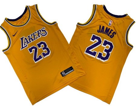 Men's Los Angeles Lakers #23 LeBron James Yellow Icon Swingman Jersey