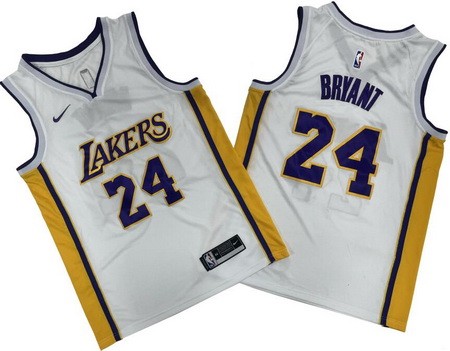 Men's Los Angeles Lakers #24 Kobe Bryant White Icon Swingman Jersey