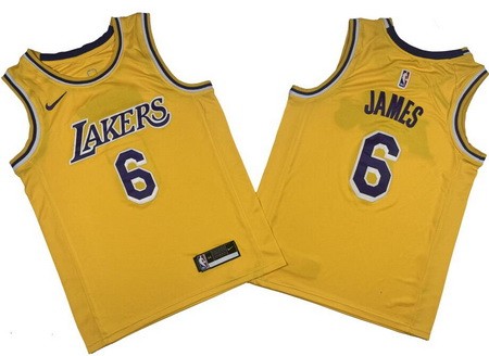 Men's Los Angeles Lakers #6 LeBron James Yellow Icon Swingman Jersey