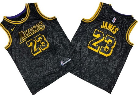 Men's Los Angeles Lakers #23 LeBron James Black City Icon Swingman Jersey