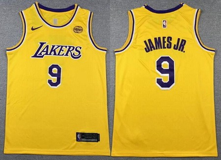 Men's Los Angeles Lakers #9 Bronny James Yellow Sponsor Swingman Jersey