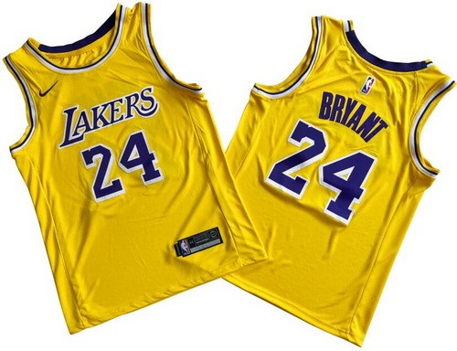 Men's Los Angeles Lakers #24 Kobe Bryant Yellow Icon Swingman Jersey