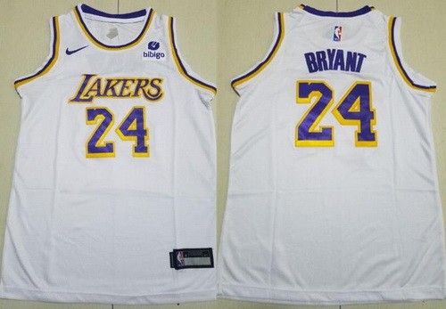 Men's Los Angeles Lakers #24 Kobe Bryant White Icon Sponsor Swingman Jersey