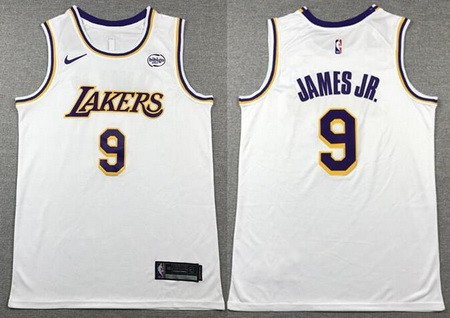 Men's Los Angeles Lakers #9 Bronny James White Sponsor Swingman Jersey