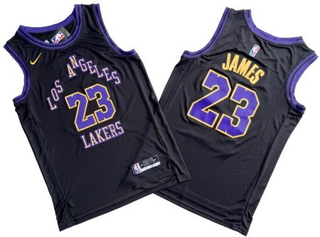 Men's Los Angeles Lakers #23 LeBron James Black 2023 City Icon Swingman Jersey