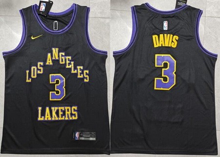 Men's Los Angeles Lakers #3 Anthony Davis Black 2023 City Icon Swingman Jersey