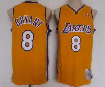 Men's Los Angeles Lakers #8 Kobe Bryant Yellow 2003 Throwback Swingman Jersey