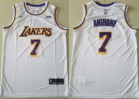 Men's Los Angeles Lakers #7 Carmelo Anthony White Icon Sponsor Swingman Jersey