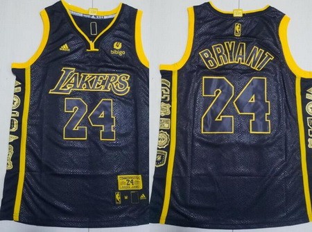 Men's Los Angeles Lakers #24 Kobe Bryant Black Retired Commemorative Swingman Jersey