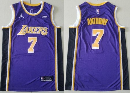 Men's Los Angeles Lakers #7 Carmelo Anthony Purle Statement Icon Sponsor Swingman Jersey