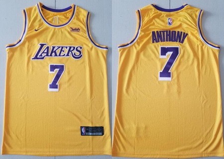 Men's Los Angeles Lakers #7 Carmelo Anthony Yellow Icon Sponsor Swingman Jersey