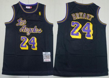 Men's Los Angeles Lakers #24 Kobe Bryant Black 2008 Throwback Swingman Jersey