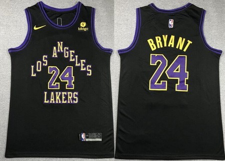 Men's Los Angeles Lakers #24 Kobe Bryant Black 2023 City Icon Sponsor Swingman Jersey