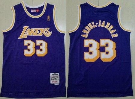 Men's Los Angeles Lakers #33 Kareem Abdul Jabbar Purple 1984 Throwback Swingman Jersey