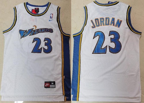 Men's Washington Wizards #23 Michael Jordan White Throwback Swingman Jersey