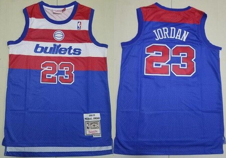 Men's Washington Bullets #23 Michael Jordan Blue 2002 Throwback Swingman Jersey