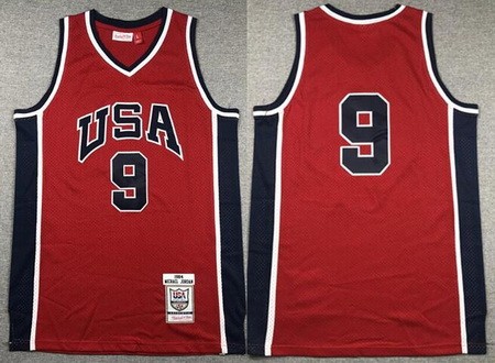 Men's USA #9 Michael Jordan Red 1984 Olympic Swingman Jersey