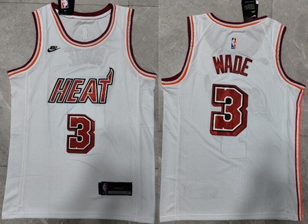 Men's Miami Heat #3 Dwyane Wade White Classic 2022 Icon Swingman Jersey