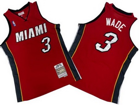 Men's Miami Heat #3 Dwyane Wade Red 2005 Throwback Swingman Jersey