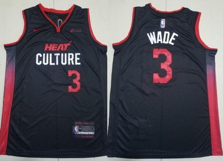 Men's Miami Heat #3 Dwyane Wade Black 2023 City Icon Sponsor Swingman Jersey