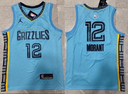 Men's Memphis Grizzlies #12 Ja Morant Light Blue 2022 Statement Icon Swingman Jersey