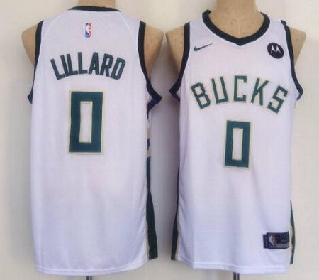 Men's Milwaukee Bucks #0 Damian Lillard White Icon Sponsor Swingman Jersey