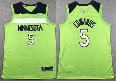 Men's Minnesota Timberwolves #5 Anthony Edwards Green Icon Sponsor Swingman Jersey