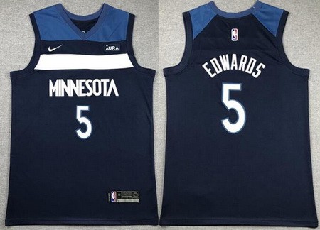 Men's Minnesota Timberwolves #5 Anthony Edwards Navy Icon Sponsor Swingman Jersey