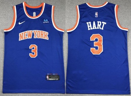 Men's New York Knicks #3 Josh Hart Blue Icon Sponsor Swingman Jersey