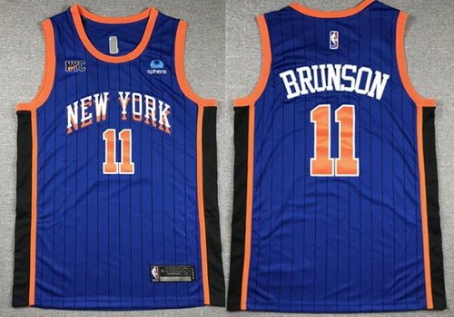 Men's New York Knicks #11 Jalen Brunson Blue 2023 City Icon Sponsor Swingman Jersey