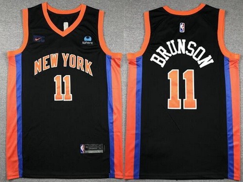 Men's New York Knicks #11 Jalen Brunson Black 2022 City Icon Sponsor Swingman Jersey