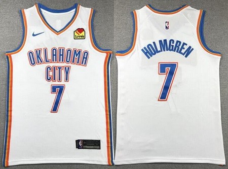 Men's Oklahoma City Thunder #7 Chet Holmgren White Icon Sponsor Swingman Jersey