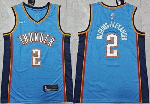 Men's Oklahoma City Thunder #2 Shai Gilgeous Alexander Blue Icon Swingman Jersey