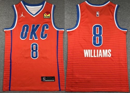 Men's Oklahoma City Thunder #8 Jalen Williams Orange Statement Icon Sponsor Swingman Jersey