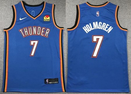 Men's Oklahoma City Thunder #7 Chet Holmgren Blue Icon Sponsor Swingman Jersey