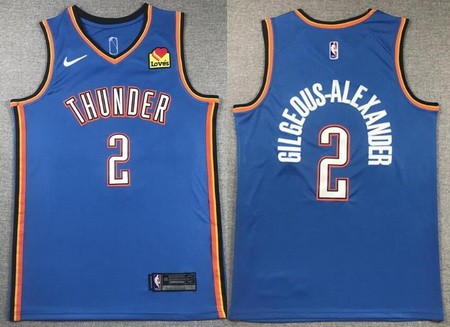 Men's Oklahoma City Thunder #2 Shai Gilgeous Alexander Blue Icon Sponsor Swingman Jersey