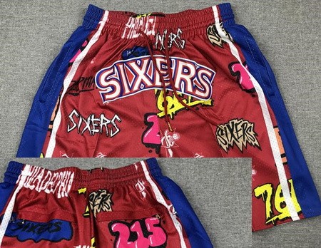 Men's Philadelphia 76ers Red Doodle Just Don Shorrts