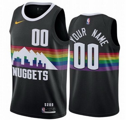 Men's Denver Nuggets Customized Black City Stitched Swingman Jersey