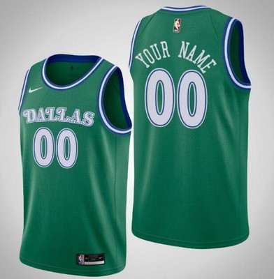 Men's Dallas Mavericks Customized Green Classic Stitched Swingman Jersey