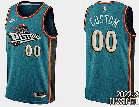 Men's Detroit Pistons Customized Teal Classic Icon Swingman Jersey